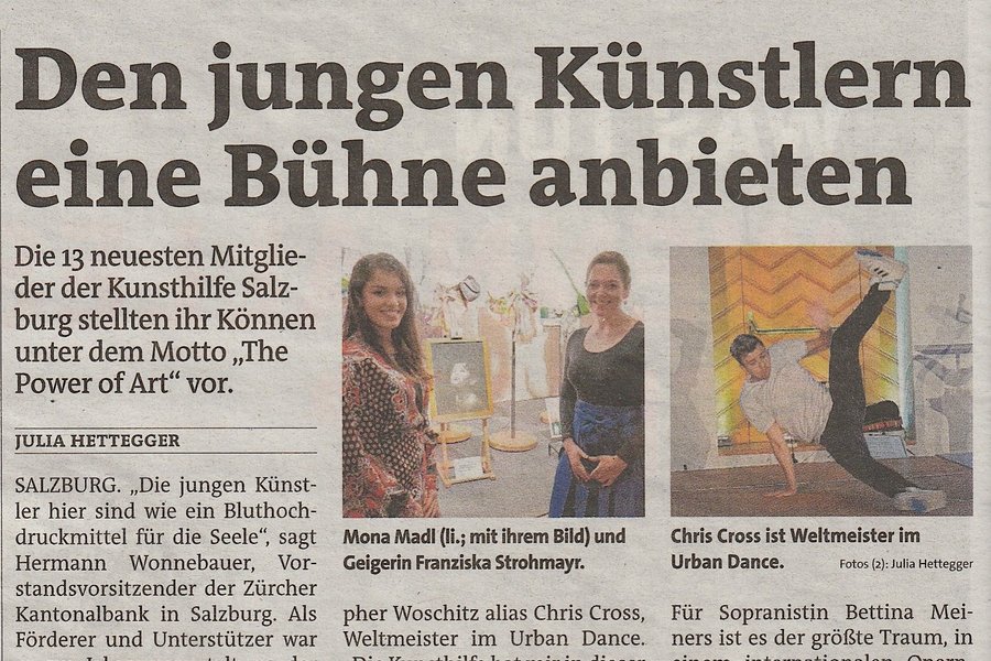 Den jungen Künstlern eine Bühne bieten, Bezirksblätter