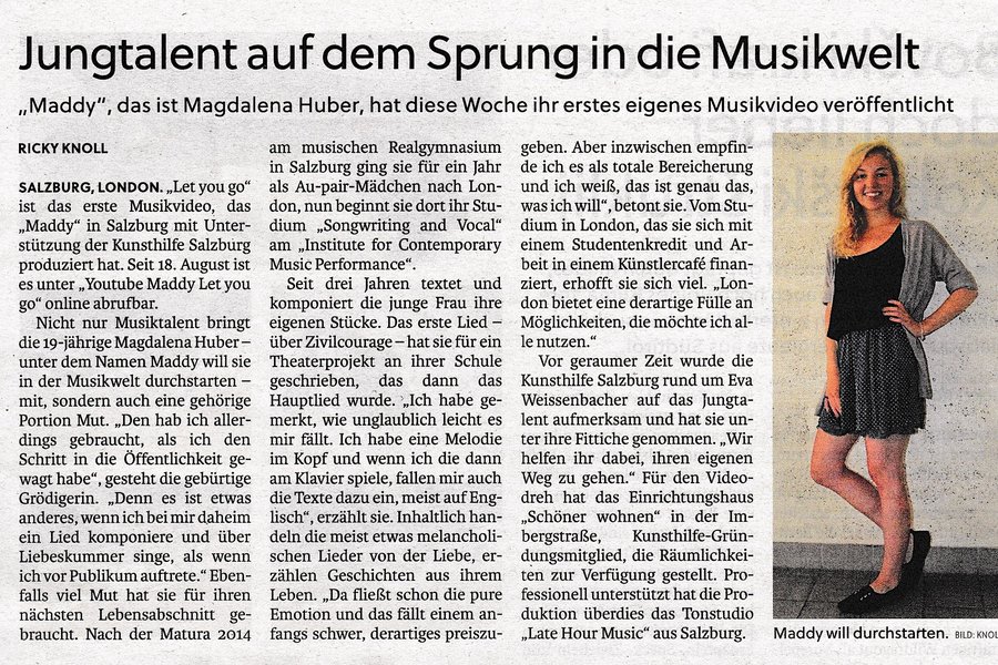 Jungtalent auf dem Sprung in die Musikwelt, Stadtnachrichten